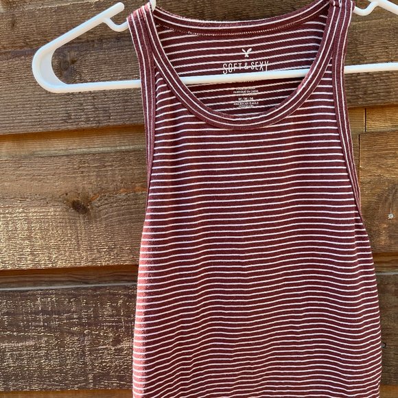 Soft and Sexy Striped Red Tank Top Medium - Picture 1 of 3